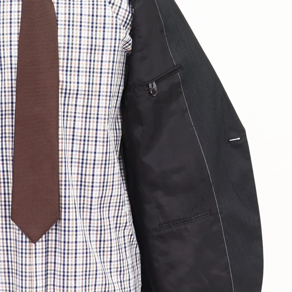Kenneth Cole 41R Gray Striped 2-Button Sport Coat Blazer Jacket G076